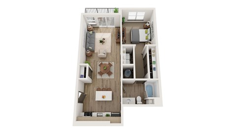 Floor plan for 1 bed, 1 bath, 800 sqft